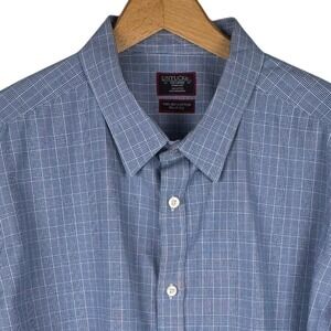 UNTUCKit Shirt Mens 3XL Blue Glen Plaid Wrinkle Free Two Ply Italian Cotton